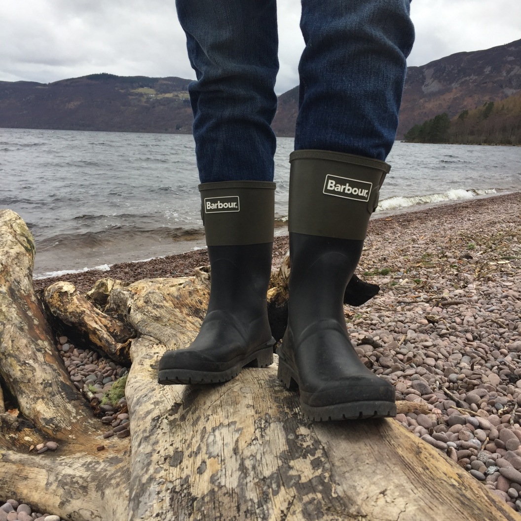 Barbour short wellies on Loch Ness